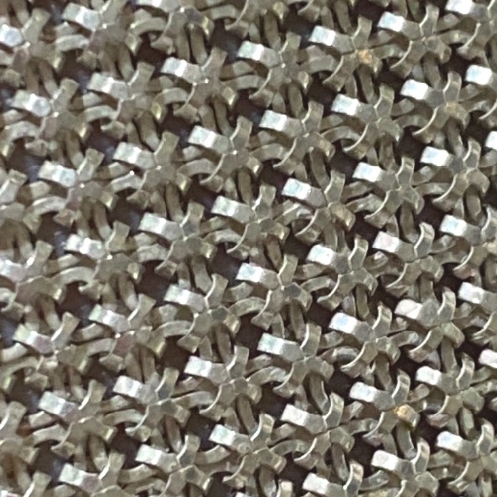 Whiting & Davis Designer 70s Silver Mesh Disco Bib Necklace - Picture 10 of 13